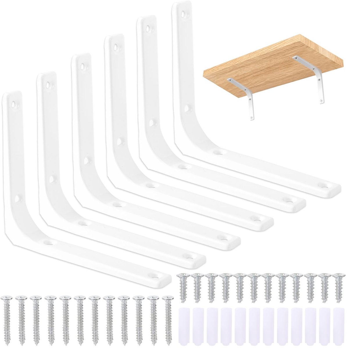 Dailygoods- Plankdragers Zware Last - 90 Graden Hoekbeugel - Wandmontage - Set van 6 - Hoogwaardig Koolstofstaal - 150x125x20 mm - Hoeksteunen