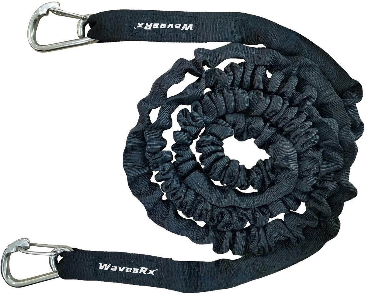 SnelShoppen - Bungee Meertrossen voor Boten, Waterscooters en Kajaks | WAVESRX AnchorMate Bungee Line 7-14 BLACK, Ideaal voor Watersport en Varen