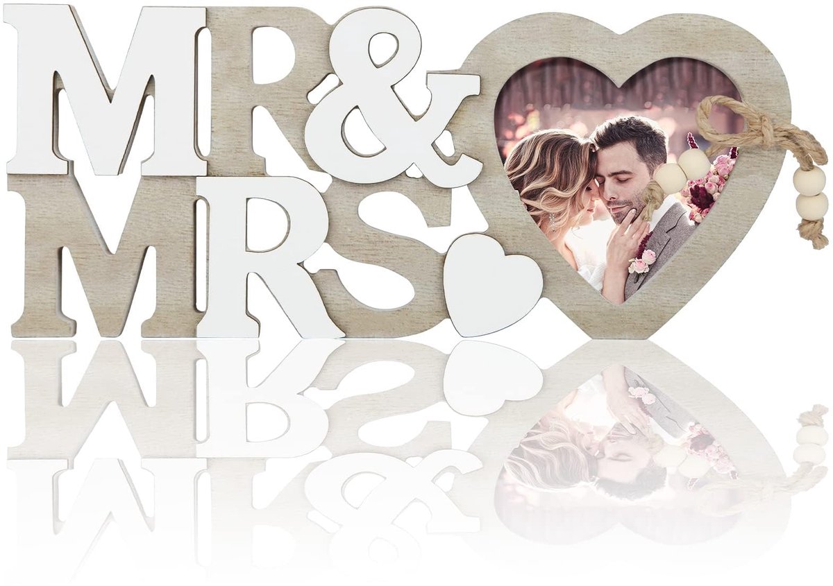 Dailygoods - Mr & Mrs Huwelijksdecoratie - Hartvormige Fotolijst