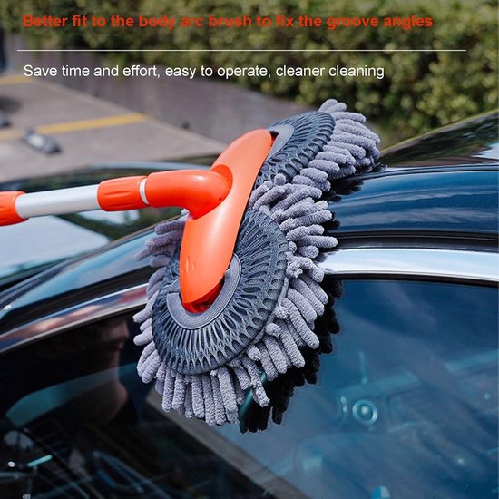 Autowasborstel Lange Steel - Autoreinigingsborstel Wasborstel - Auto Wassen - 360 Graden Draaibare Kop - 135 cm Intrekbaar - Niet gespecificeerd — afbeelding 3