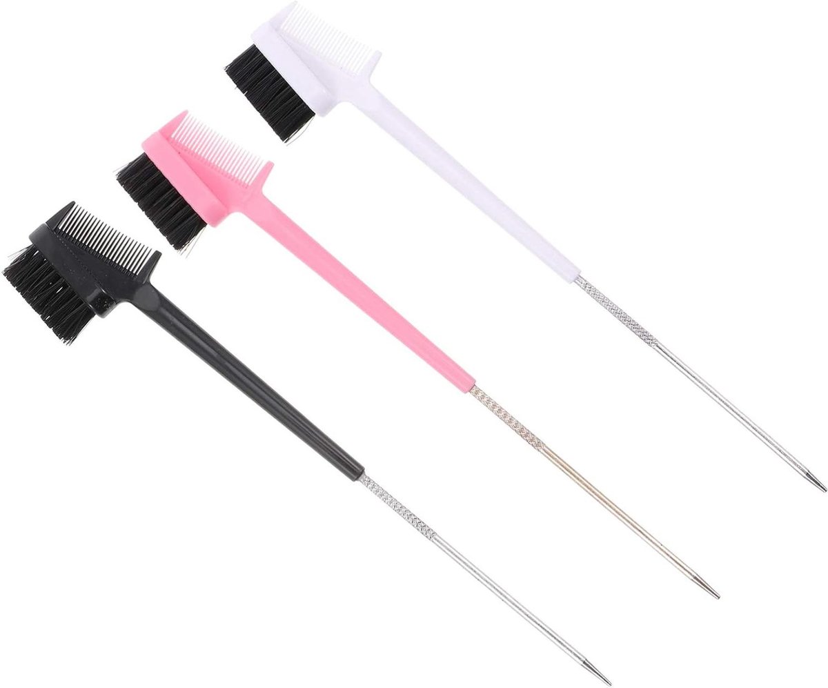 Wenkbrauwborstels - Wimperkam Rand Styling Tool - Make-up Aanbrengen - Drie-in-één Ontwerp - 21 cm - Mix Kleuren