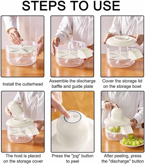 Appelschilmachine - Fruitschilmachine Elektrisch - Snel Fruit Schillen - USB Oplaadbaar - Compact Formaat - Wit — afbeelding 5