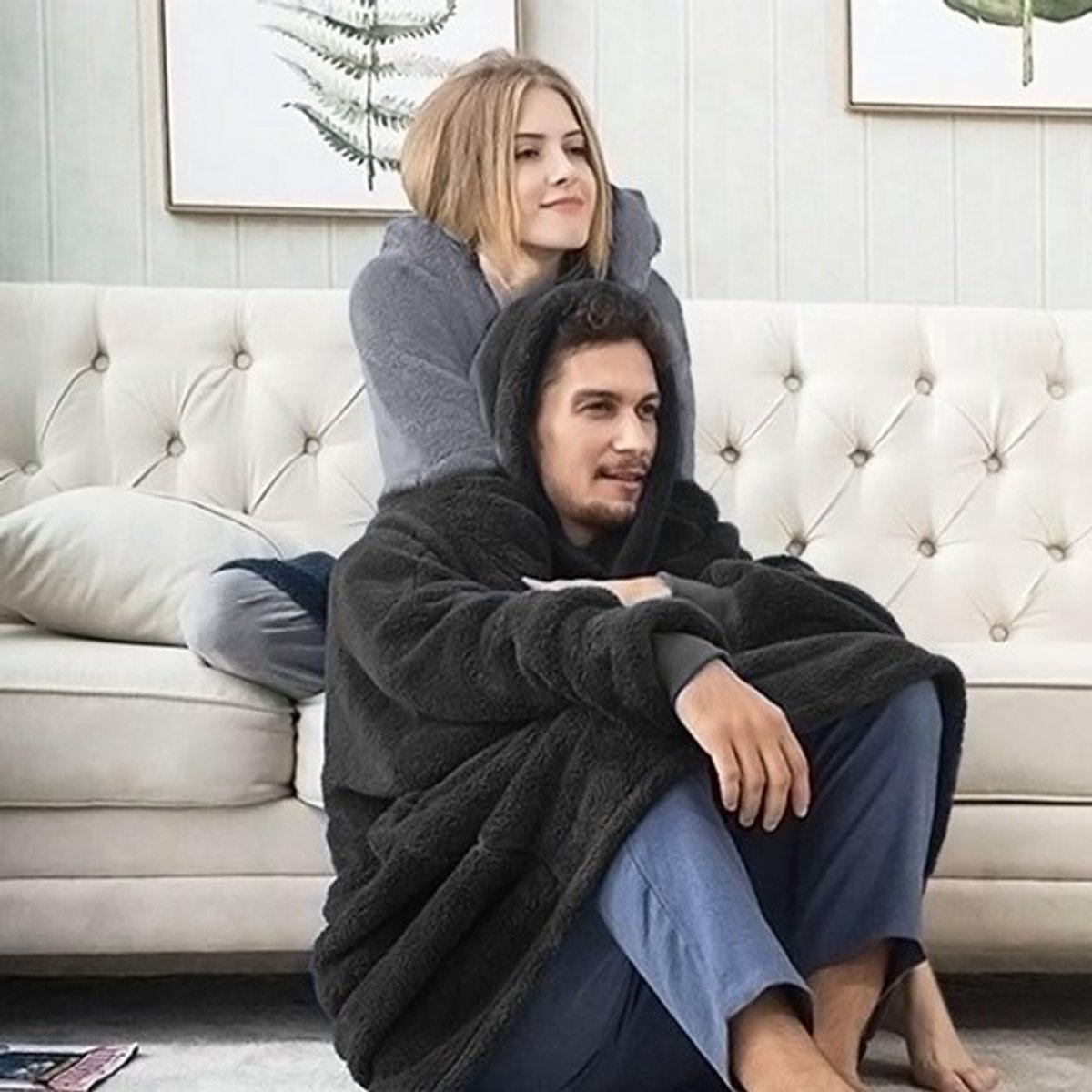 Hoodiedeken met Mouwen - Draagbare Dekentruien - Zachte Flanel - Oversized Muts - Grote Zak - Elastische Manchetten