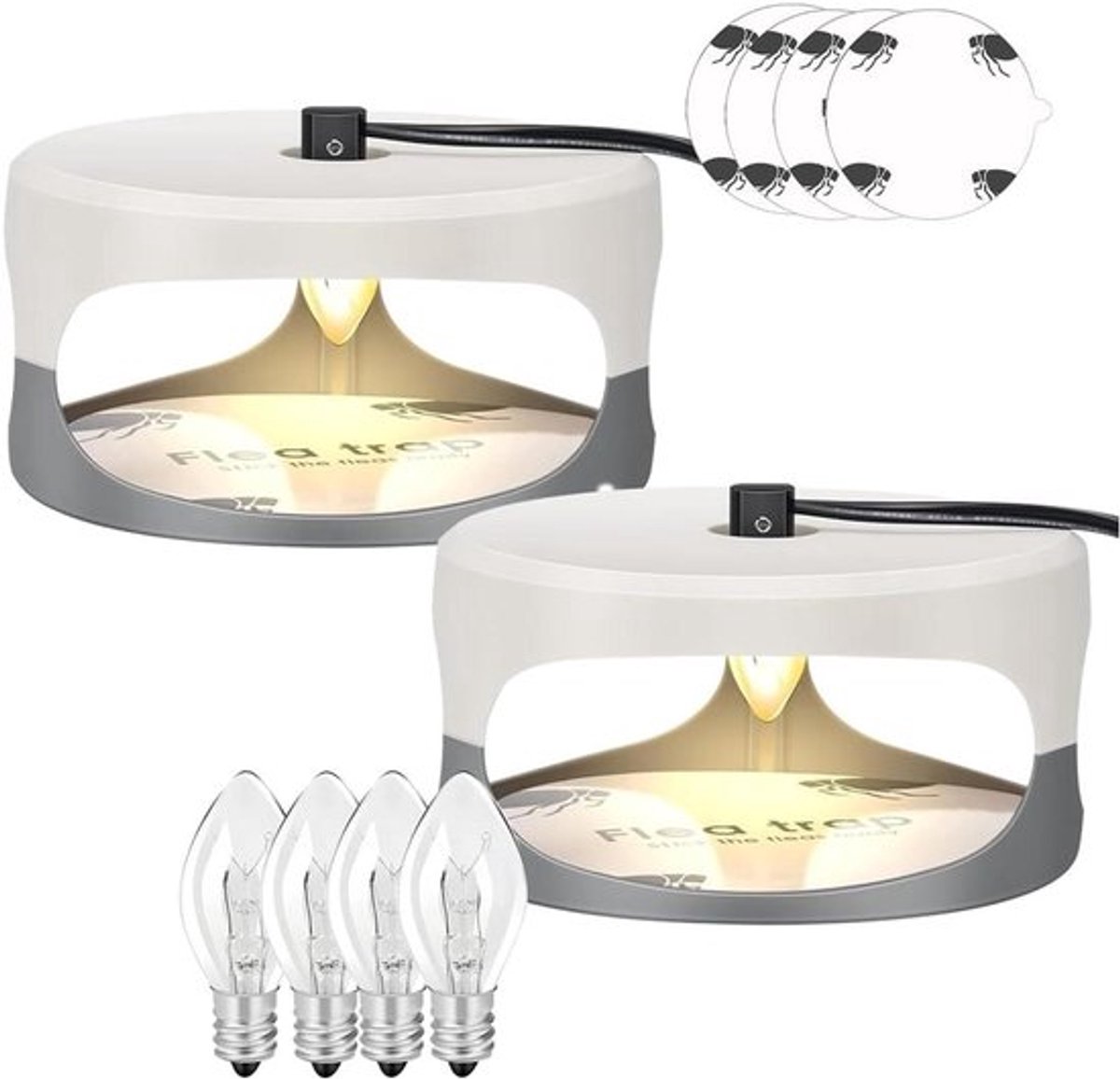 Vlooienvallen 2 stuks - Sticky Dome vlooien- en bedwantsenvallen met lamp - huis, slaapkamer, binnenshuis - geurloos, niet-giftig - effectief tegen bedwantsen.