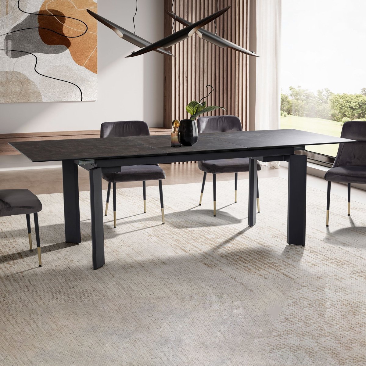 Eettafel zwart glaskeramiek 180 cm breed - WL7.152