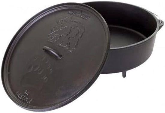 Gietijzeren Dutch Oven - Kampeerpan Ovalen Pan - Buiten Koken - Voorbehandeld Gietijzer - Tot 41 cm - Zwart — afbeelding 3