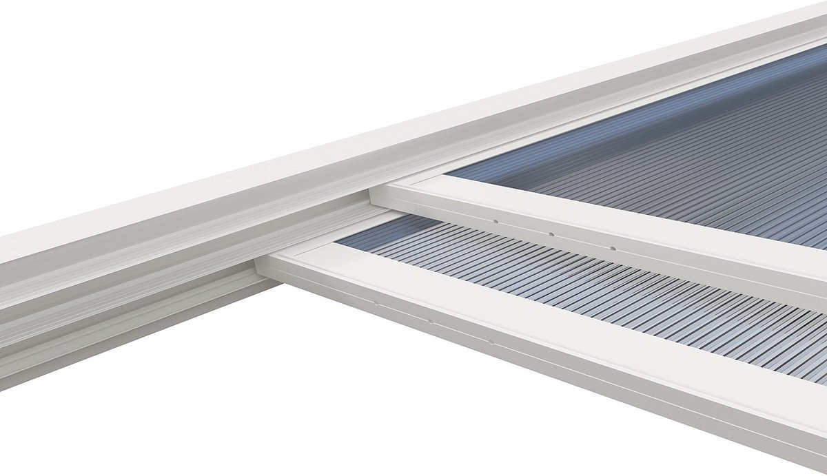 Vente-unique Aanleunende pergola in aluminium met schuifdak - 18 m² - Wit IZEDA