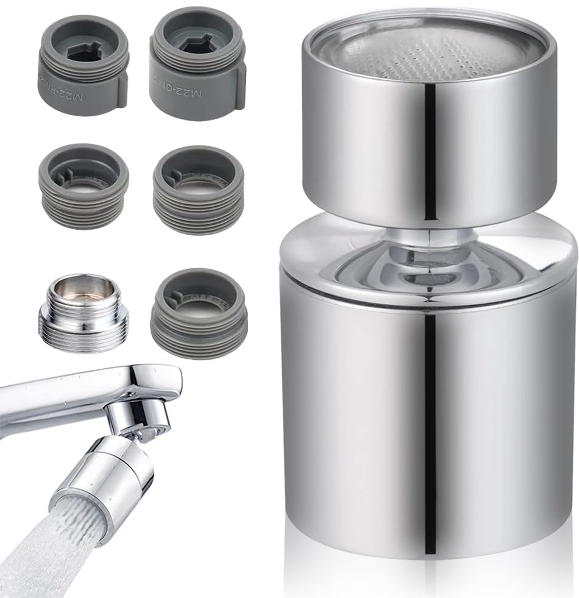 Dailygoods - Kraanaccessoire - 360 Graden Draaiende Waterbesparende Aerator