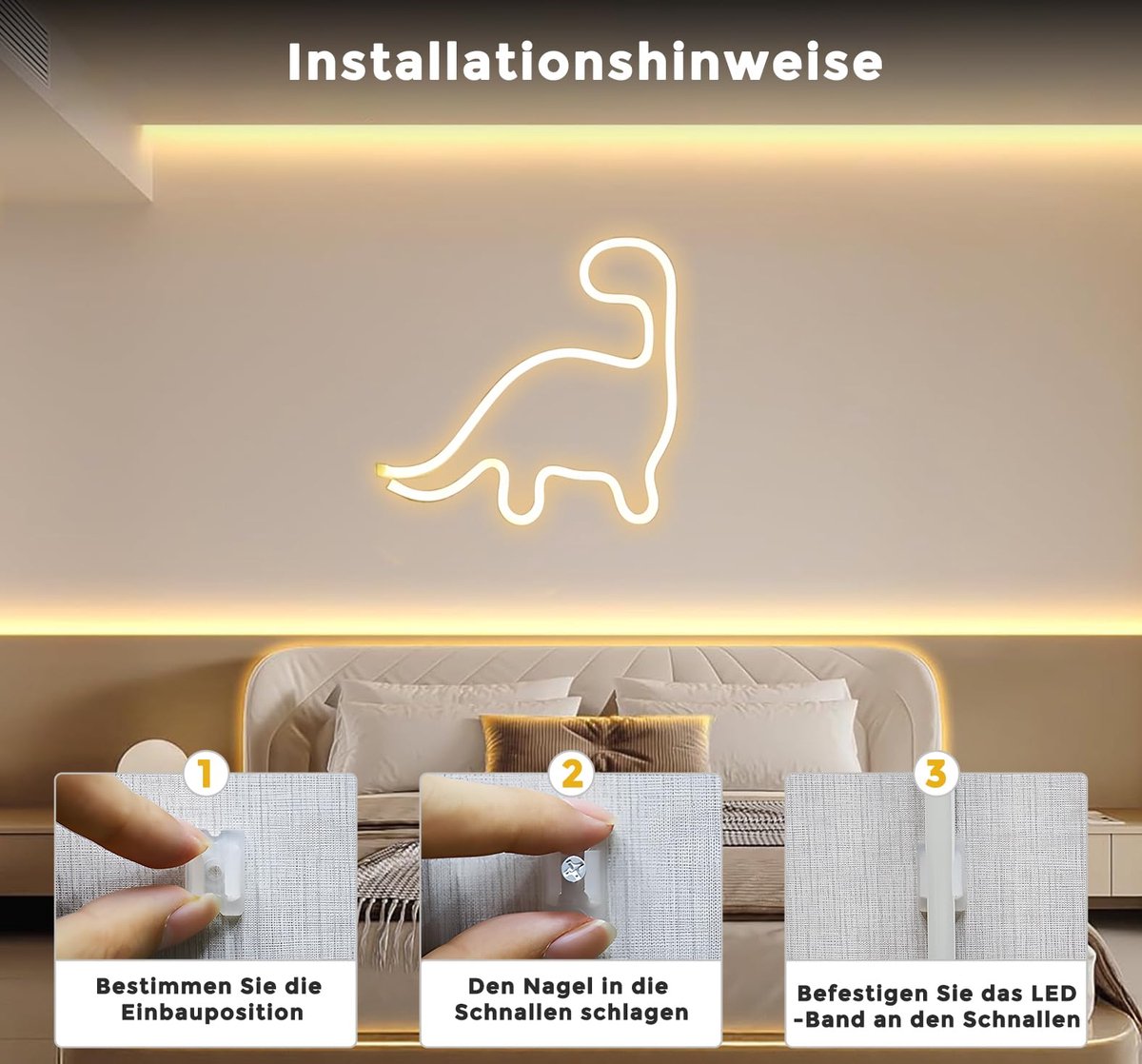SnelShoppen - Neon LED Strip Warm Wit 5m 12V, Dimbare 3000K Lichtband met Dimmer en Adapter, 120 LEDs/M, IP65 Waterdicht, Flexibele Siliconen Decorati