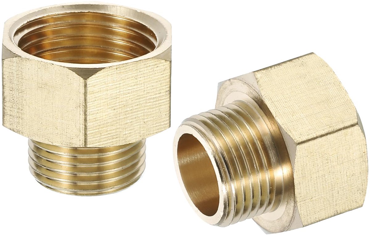 Dailygoods - Messing Buiskoppeling Set - 2 Stuks G1/2 naar G3/8 Adapter voor Water- en Gasleidingen