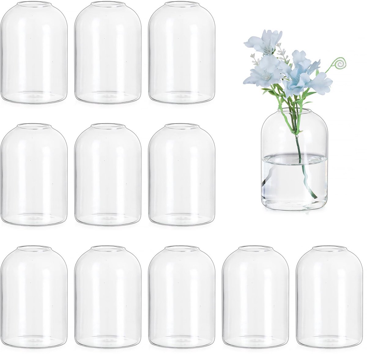 Dailygoods - Kleine Ronde Glazen Vazen - Set van 12 voor Bruiloft Decoratie