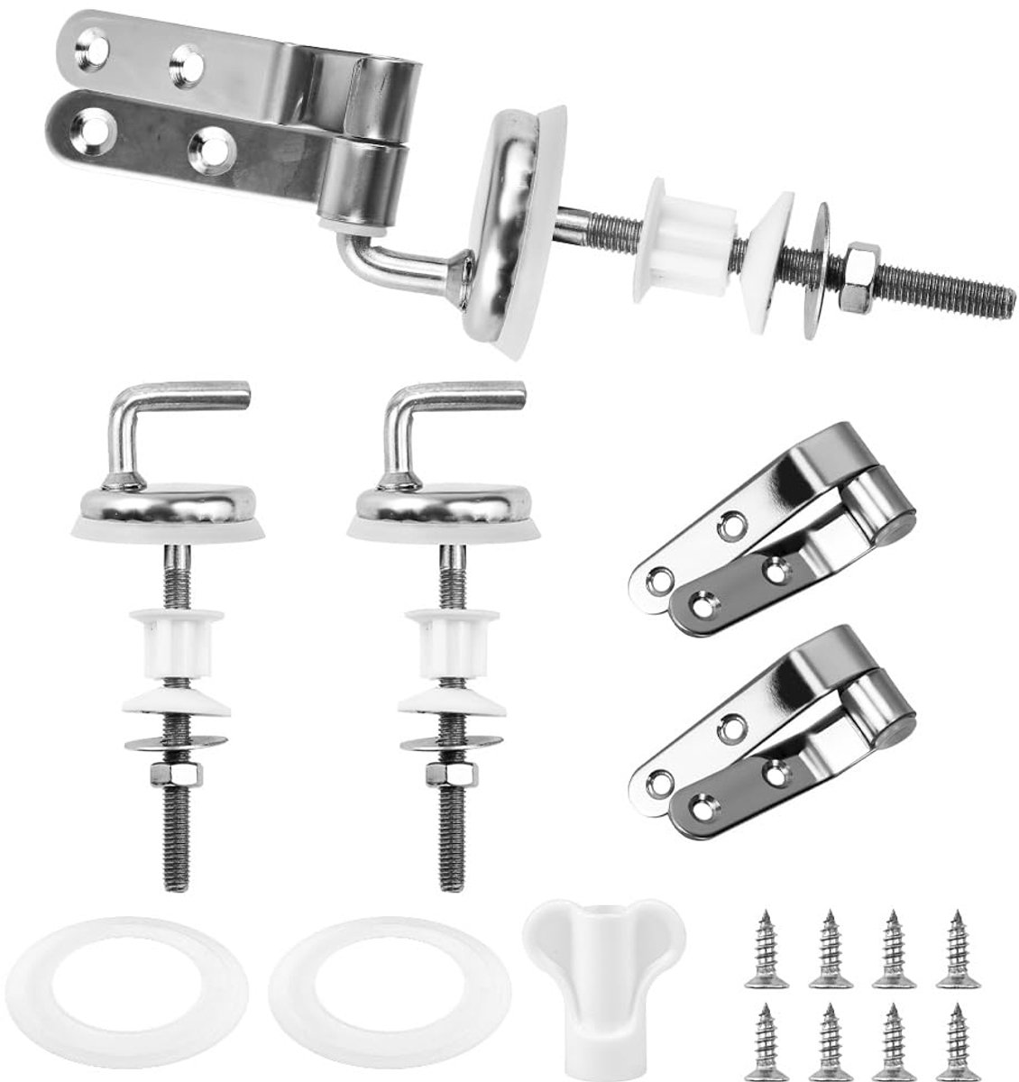 Dailygoods - 2x Universele Toilet Hengen voor Toiletzittingen - Complete Montage Set met Toebehoren