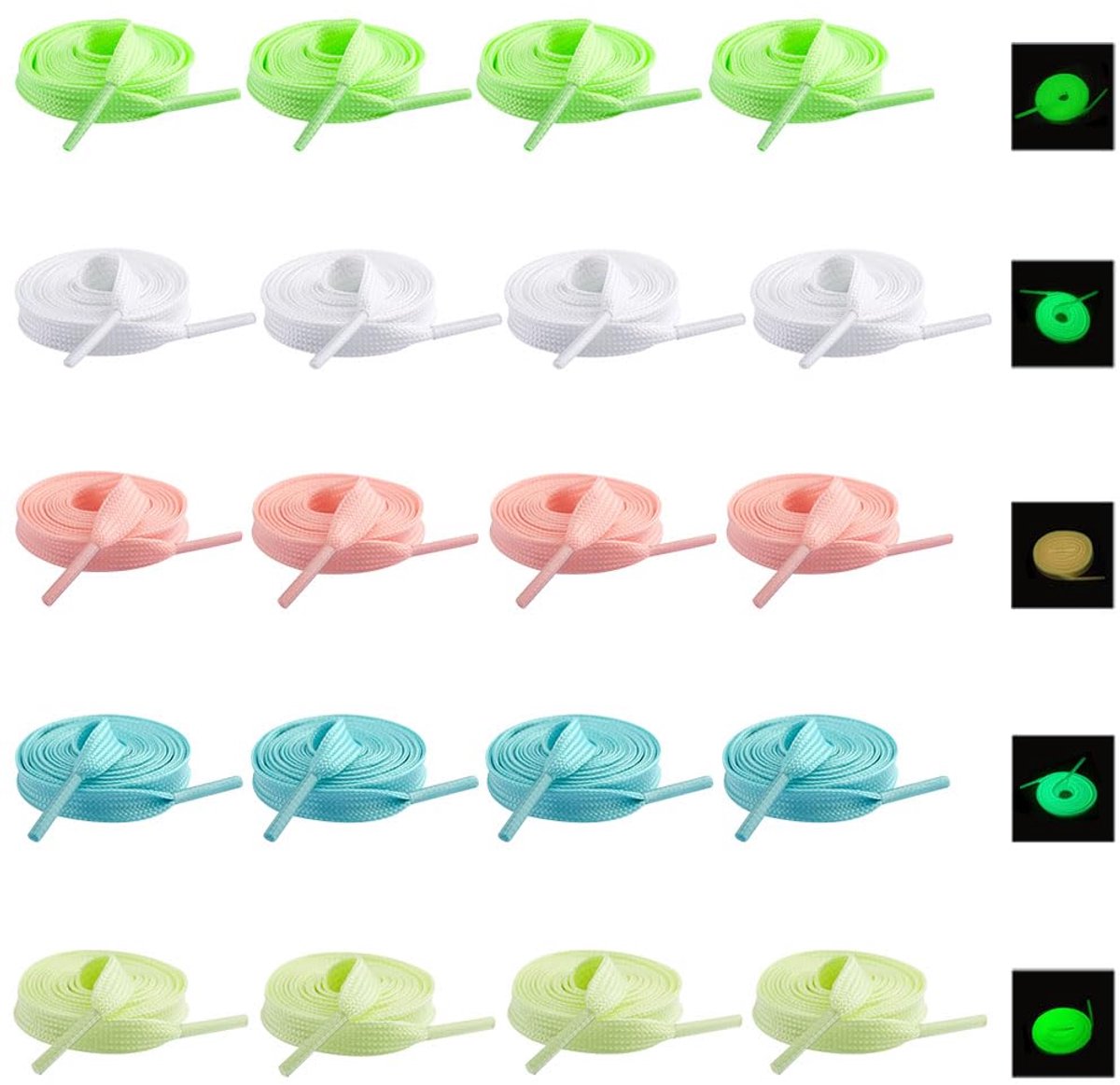 Dailygoods - 10 Paar Fluorescerende Lichtgevende Schoenveters - Gloeiende Sportschoenveters