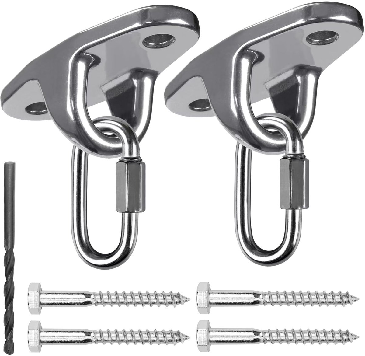 Dailygoods - 2 Stuks Hangmathaken - Zware Belasting tot 680 kg, Roestvrij Staal