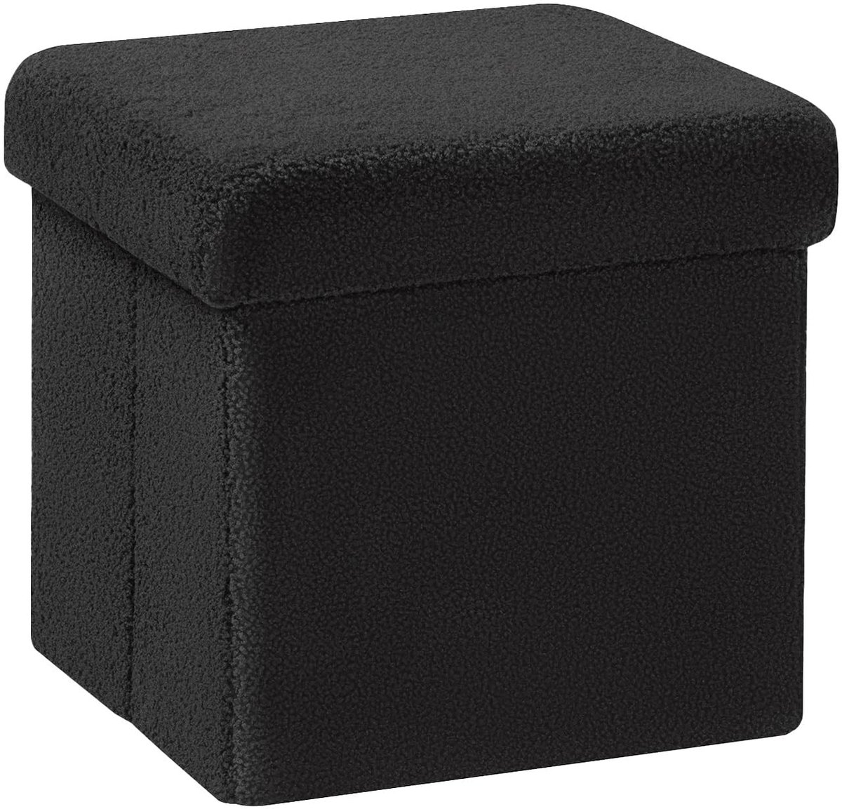 Dailygoods - Opvouwbare Storage Cube 30x30x30cm - Zwart Voetenbank en Opbergbox