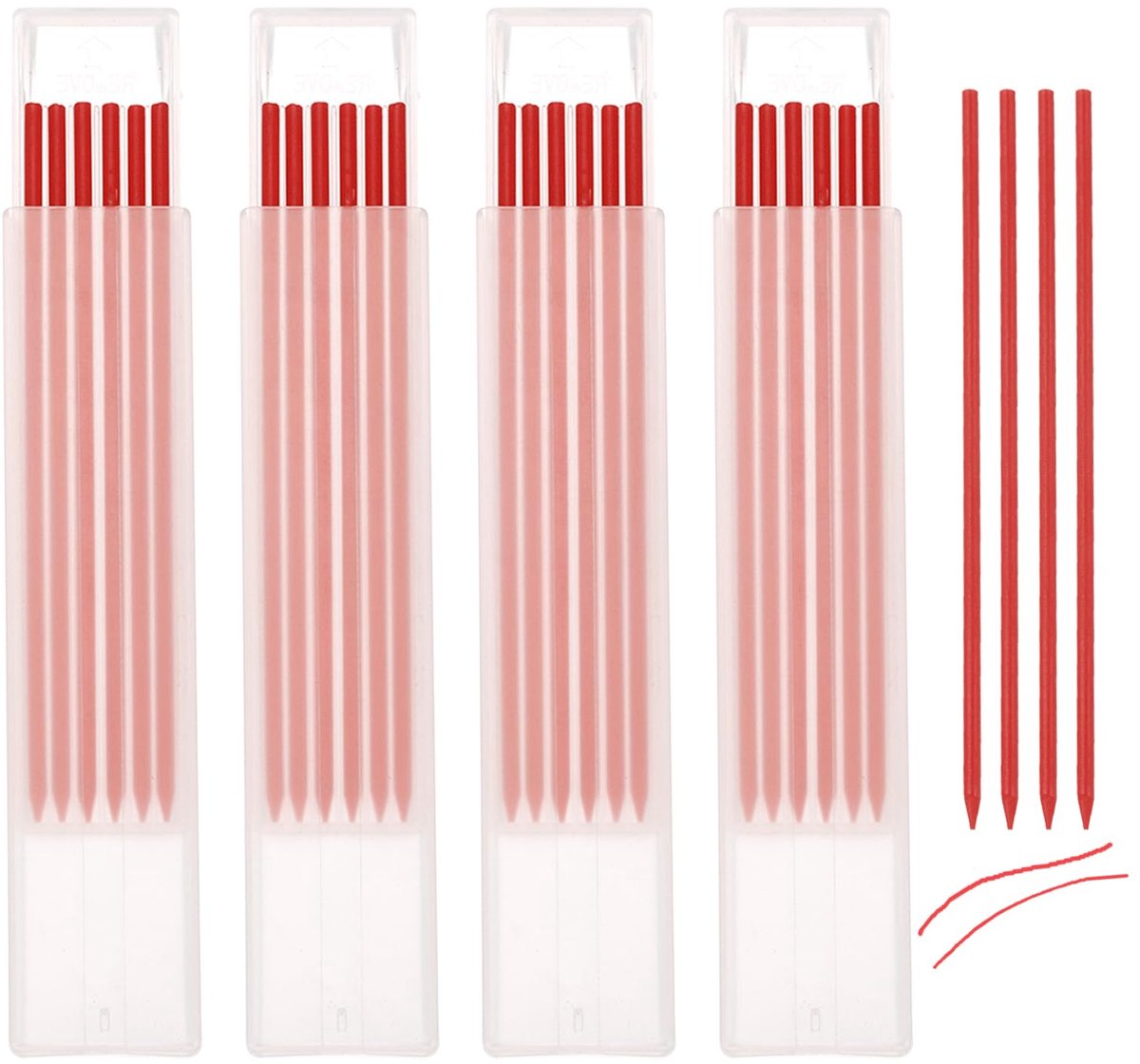 Dailygoods - 24 Stuks Houtskoolpotlood Navullingen - 2.8mm Rode Vullingen voor Timmerman