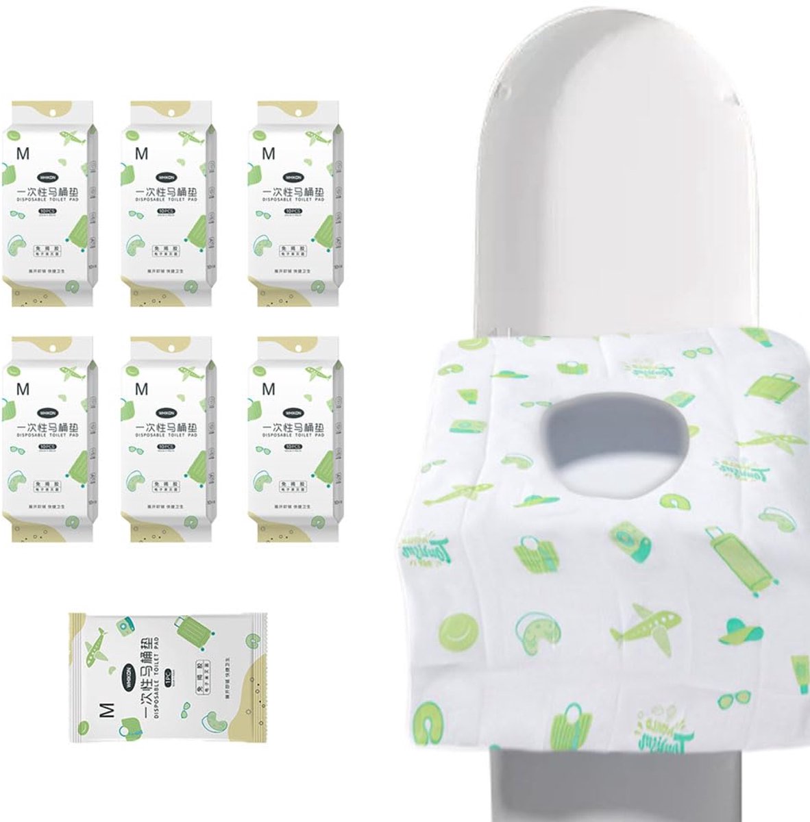 Dailygoods- Toiletbrilhoezen 60 Stuks - Waterdichte Toiletpapierpads - Reis-Toiletbrilafdekkingen - Onafhankelijke Verpakking - Geschikt voor Kinderen/Volwassenen - Hygiënische Bescherming