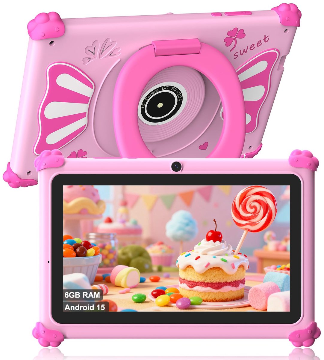 SnelShoppen - Ascrecem Kids Tablet 7 Inch Android 15 Kinder Tablet met 6GB RAM, 32GB ROM, Uitbreidbaar tot 128GB, Dubbele Camera, 2.4G+5G WiFi6, Ouder