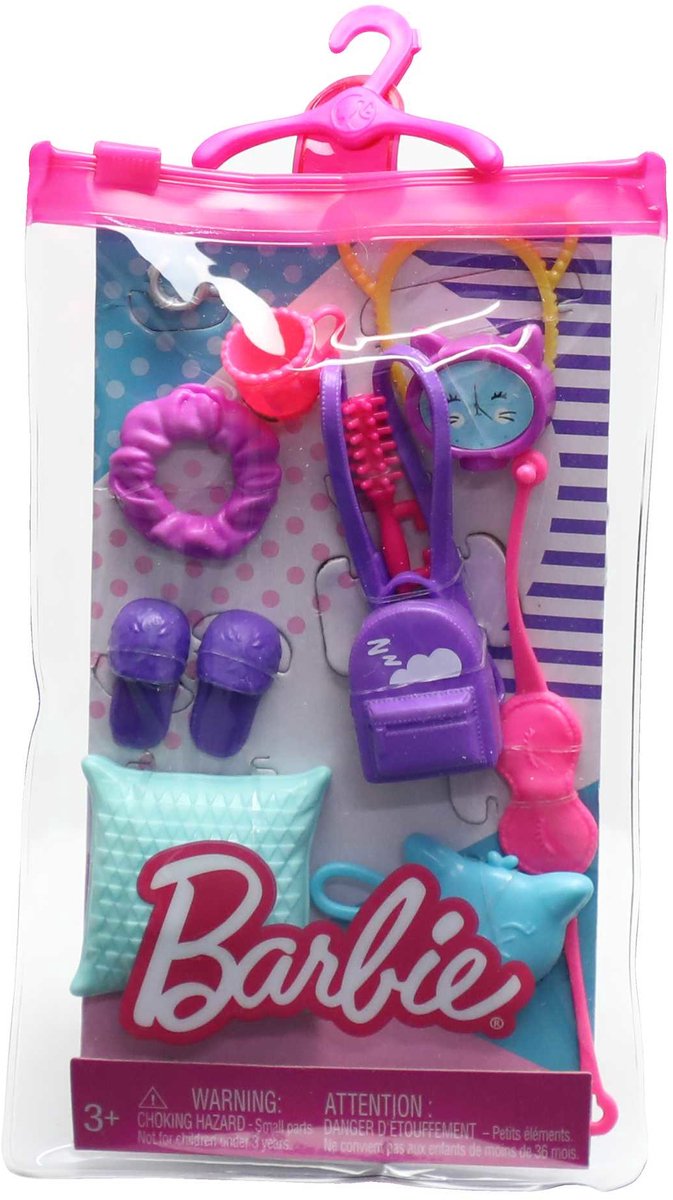 Barbie Accessoires Set met o.a. een Rugzak, Slippers, Kussen en nog veel meer van Barbie — afbeelding 3
