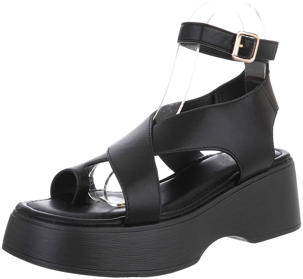 Sandalen met plateauzool en gesp - dames Mt:39