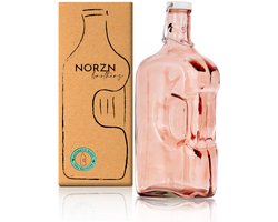 SnelShoppen - Glazen Fles 2L - Waterkan, Sapkan, Melkfles - Roze - 100% Gerecycled Glas - Geschikt voor Koelkast en Deur - Drinkfles voor Feest, Campi