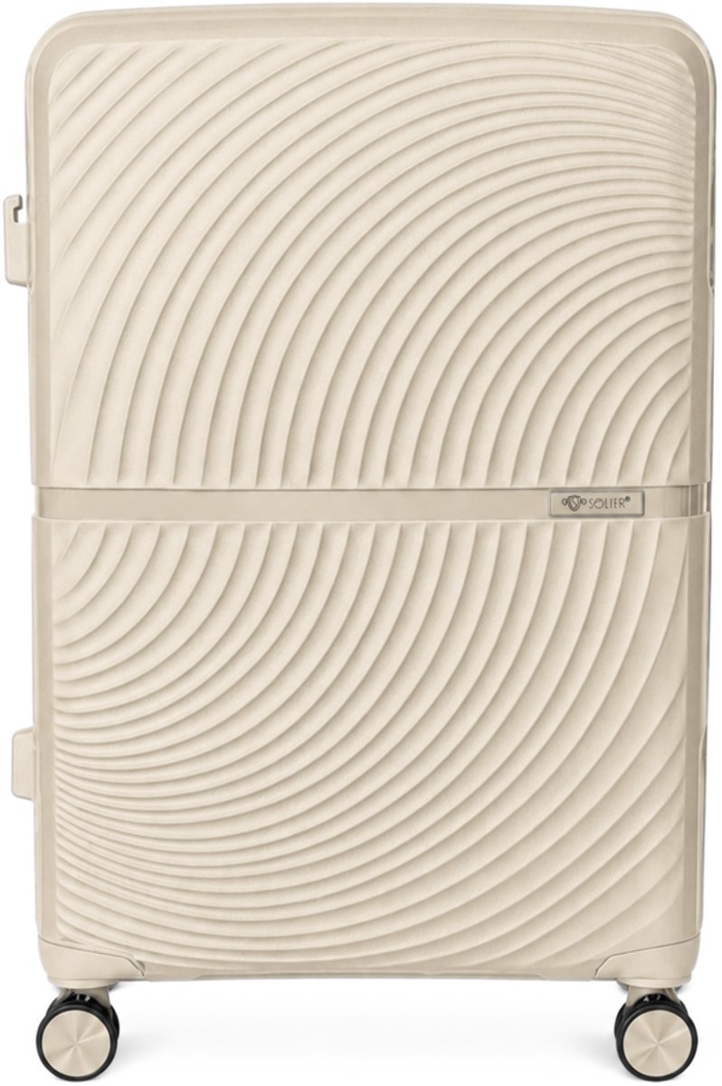 Solier TORIDE 23” – Middelgrote reiskoffer M – Beige – Hardcase van PP – 8 zwenkwielen 360°