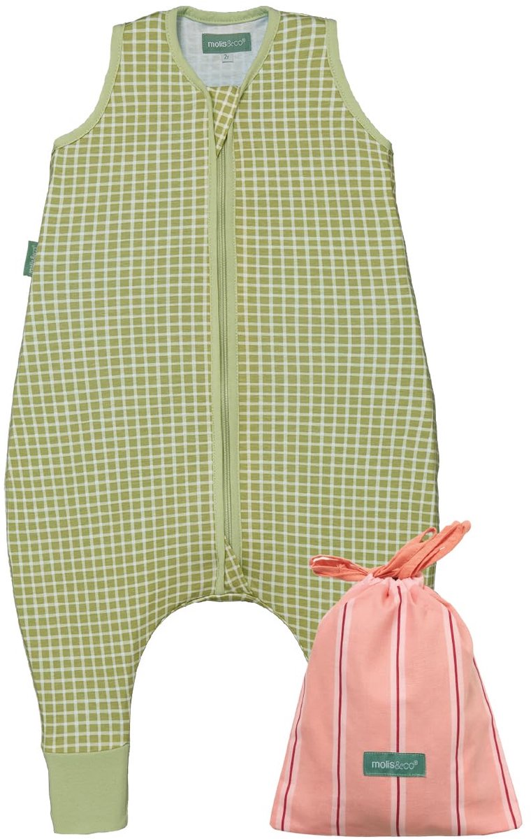 SnelShoppen - Babyslaapzak met Voeten 0,5 TOG - Zomerslaapzak voor Kinderen - 100% Katoen Oeko-Tex - Premium Kwaliteit - Pistache - 70 cm