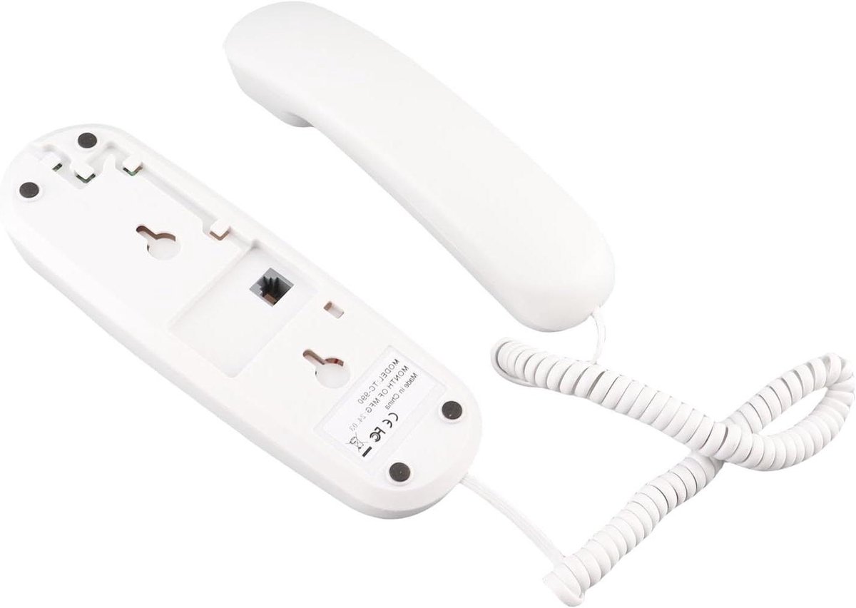 Vaste Telefoon - Wandtelefoon Bureaufoon - Thuiskantoor Bellen - Verlichte Toetsen - 23 x 8 x 7 cm - Wit