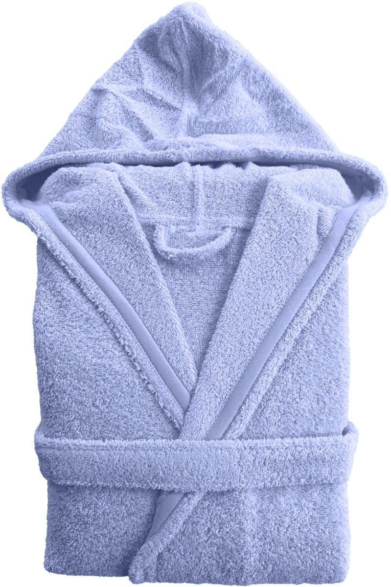SnelShoppen - Unisex Badjas met Capuchon 100% Katoen OEKO-TEX - Zachte en Absorberende Badjas voor Dames en Heren - Amerikaanse Bouclé 420 g/m² - Blau