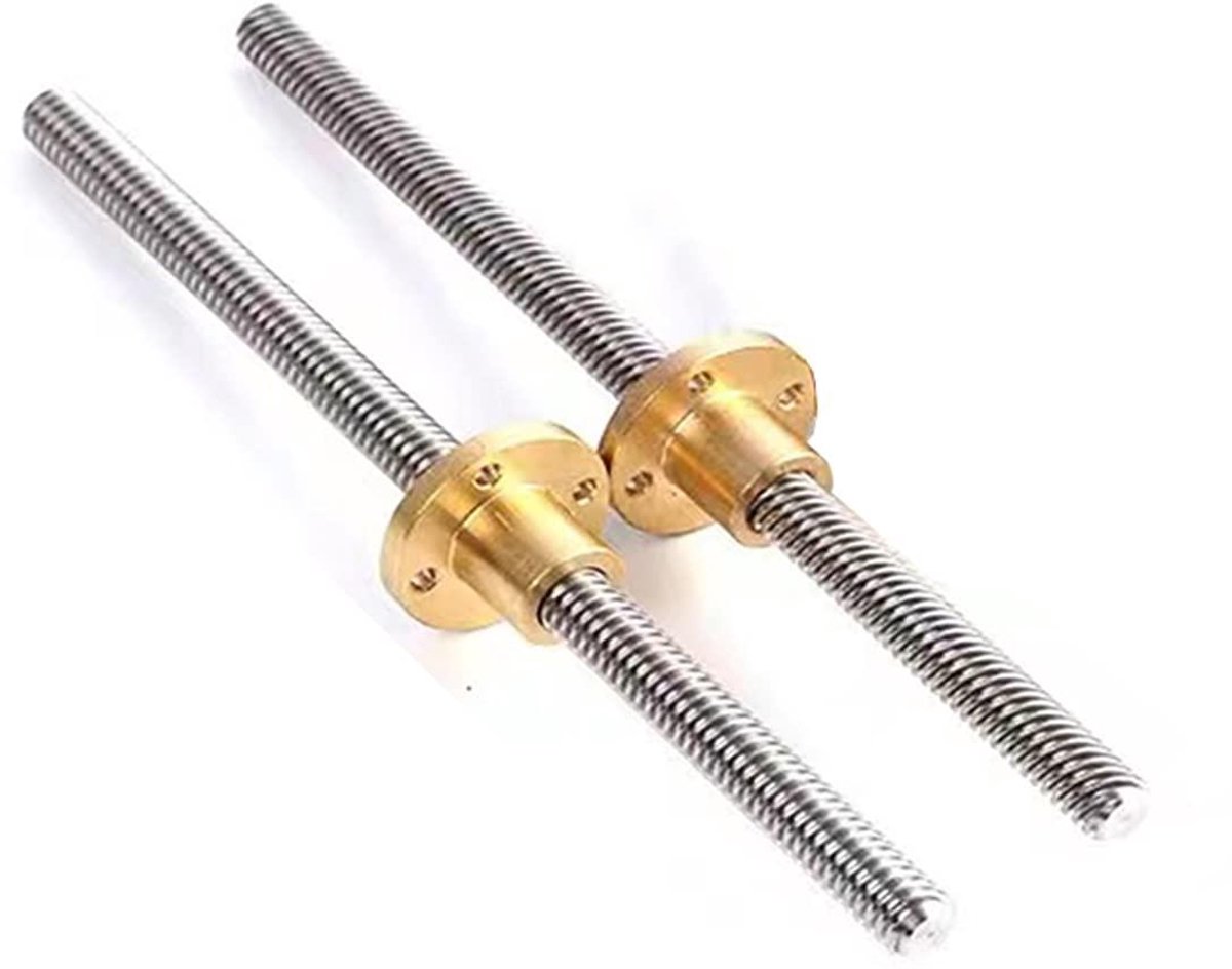 Loodschroef 3D Printer - Trapezium Schroef Spindel - Precisie Beweging - Roestvrij Staal T8 - 8mm Diameter 370mm - Zilver
