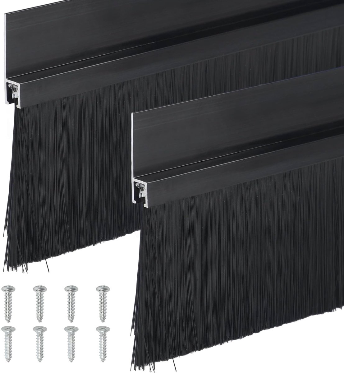 SnelShoppen - 2-delige aluminium deurafdichting H-profiel, tochtstrip voor deuren, 100x9cm, bescherming tegen kou, tocht en insecten, binnen- en buite