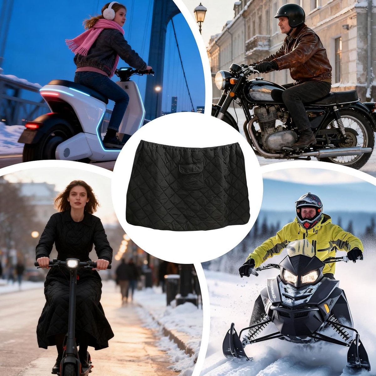 Motorfiets Beenbedekking - Scooter Schort - Bescherming tegen Weer - Waterdichte Pluche Voering - Universele Pasvorm - Zwart