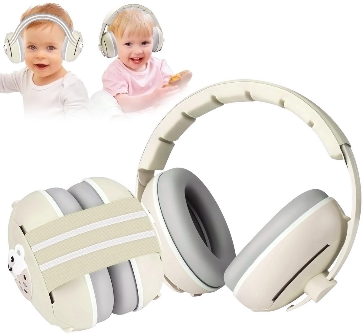 SnelShoppen - Oskuglin Koptelefoon Baby 2 in 1, Verstelbaar, 25dB Geluidsdemping, BPA-vrij, Inclusief Opbergtas voor Kinderen, Ideaal voor Feesten, Re