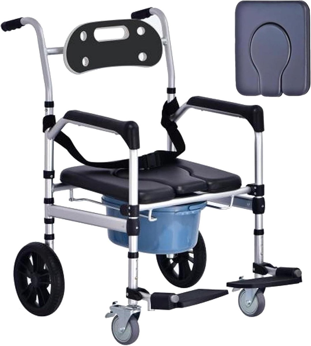 Opvouwbare Toiletstoel - Douchestoel Commode - Veilig Gebruik Toilet - Verstelbare Hoogte - Max 150 kg - Grijs