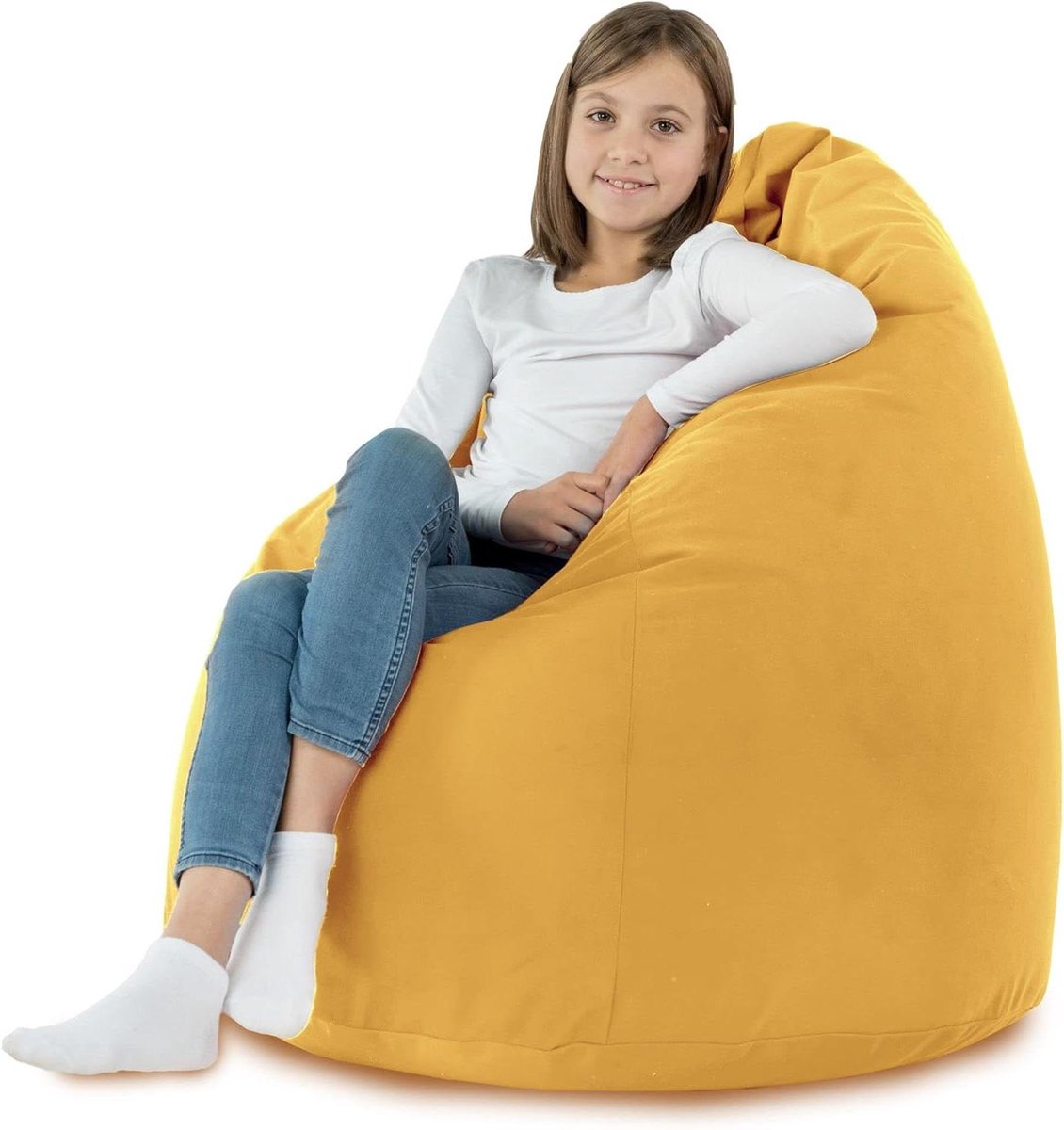 Zitzak XL - Beanbag Stoel - Ontspannen Zitten - Afneembare Hoes - 130x90 cm - Mosterd