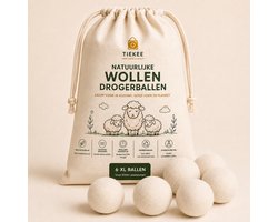 Drogerballen XL - 6 Stuks - 100% Nieuw-Zeelandse Schapenwol - Herbruikbare Wasdrogerballen - Natuurlijk Alternatief voor Wasverzachter - Helpt Droogtijd te Verkorten & Energie te Besparen - Inclusief Gratis Kokos Geurolie - Wit