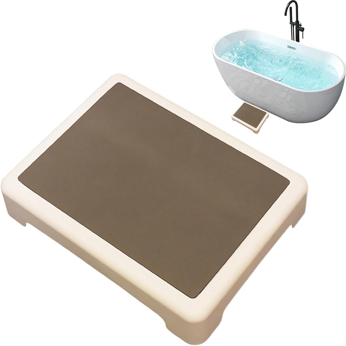Badkamer Voetenbankje - Voetensteun Krukje - Comfortabel Zitten - Dubbele Antislip Laag - 43x33x9cm - Wit