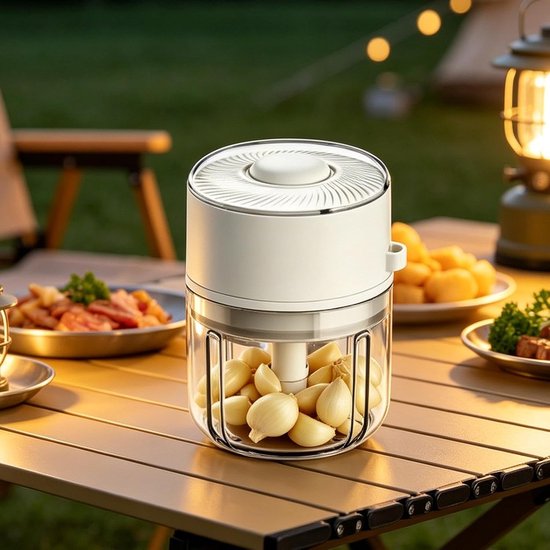 Elektrische Mini Chopper - Keukenmolen - Maaltijd Voorbereiding - Spatvrije Molen - 350ml Capaciteit - Wit — afbeelding 4