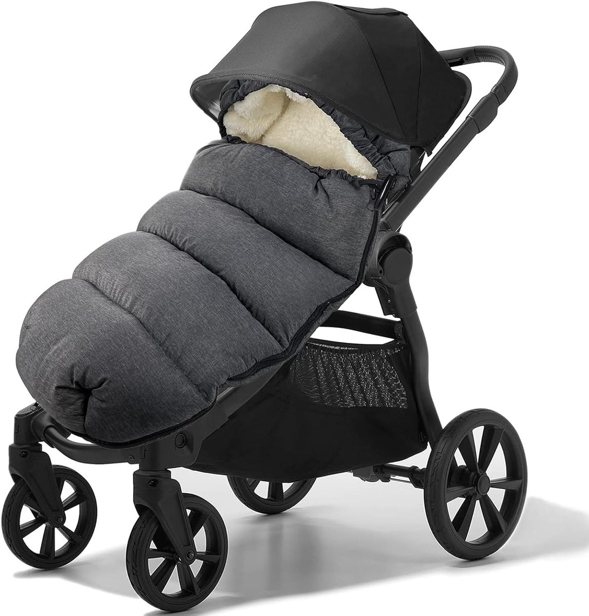 Thermo-voetenzak Baby - Voetenzak Kinderwagen - Warm en Droog - Afneembaar & Wasbaar - 100 cm Lengte - Grijs