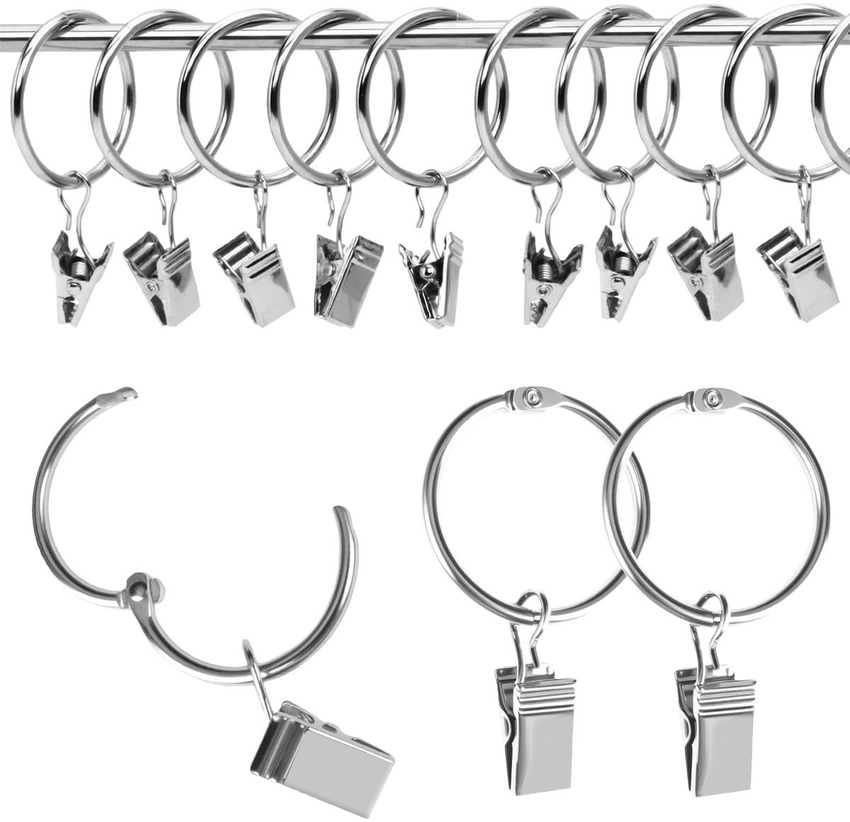 SolidKeus - 25 Stuks Gordijnringen met Clips voor Raamdecoratie