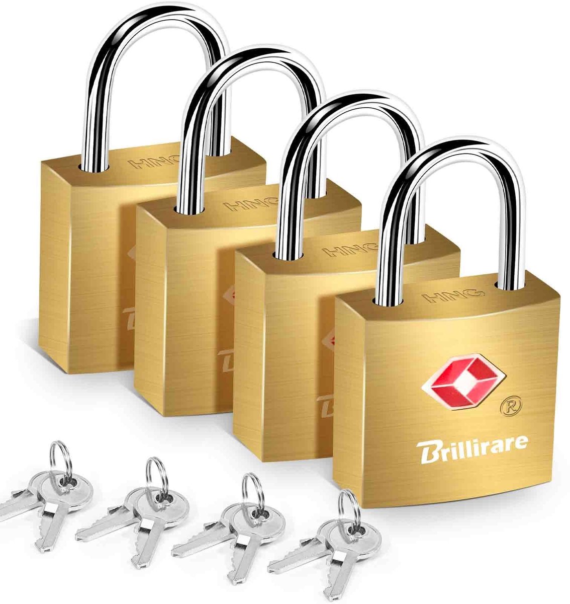 SolidKeus - Set van 4 TSA-Goedgekeurde Hangsloten met Sleutels
