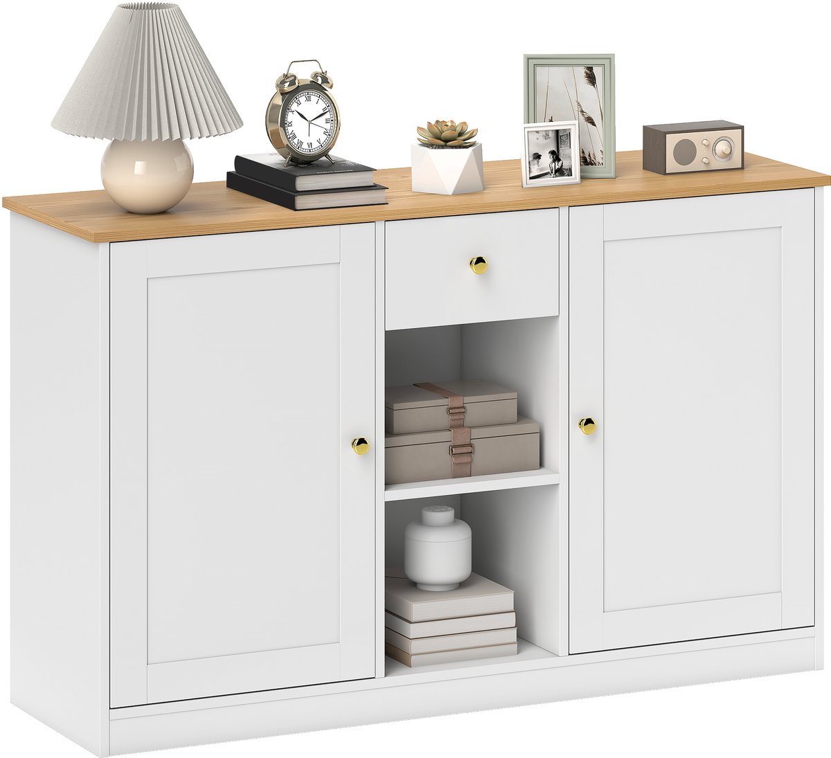 HOMCOM Sideboard Spaanplaat 120L x 35B x 75,2H cm Wit