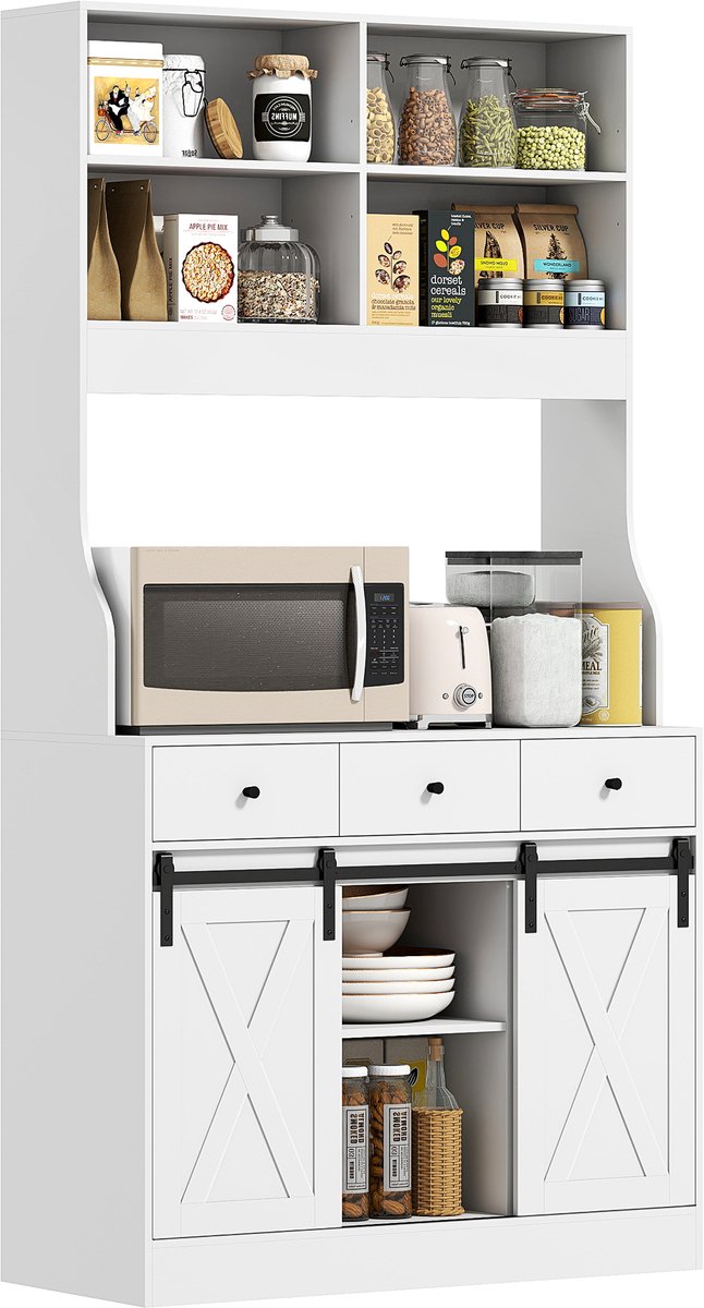 HOMCOM Keukenvoorraadkast Spaanplaat 93,5L x 40B x 180H cm Wit