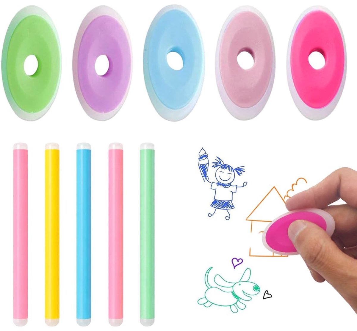 SolidKeus - Set van 10 Gummetjes in Diverse Kleuren voor Correcties