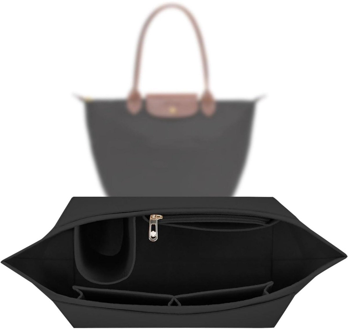 GELLDG Tassenorganizer - Tascheninnenorganizer - Multi-Pocket Handbag Organizer - Geschikt voor Longchamp Pliage L en Andere Grote Tassen - Stof - 28x17x25cm