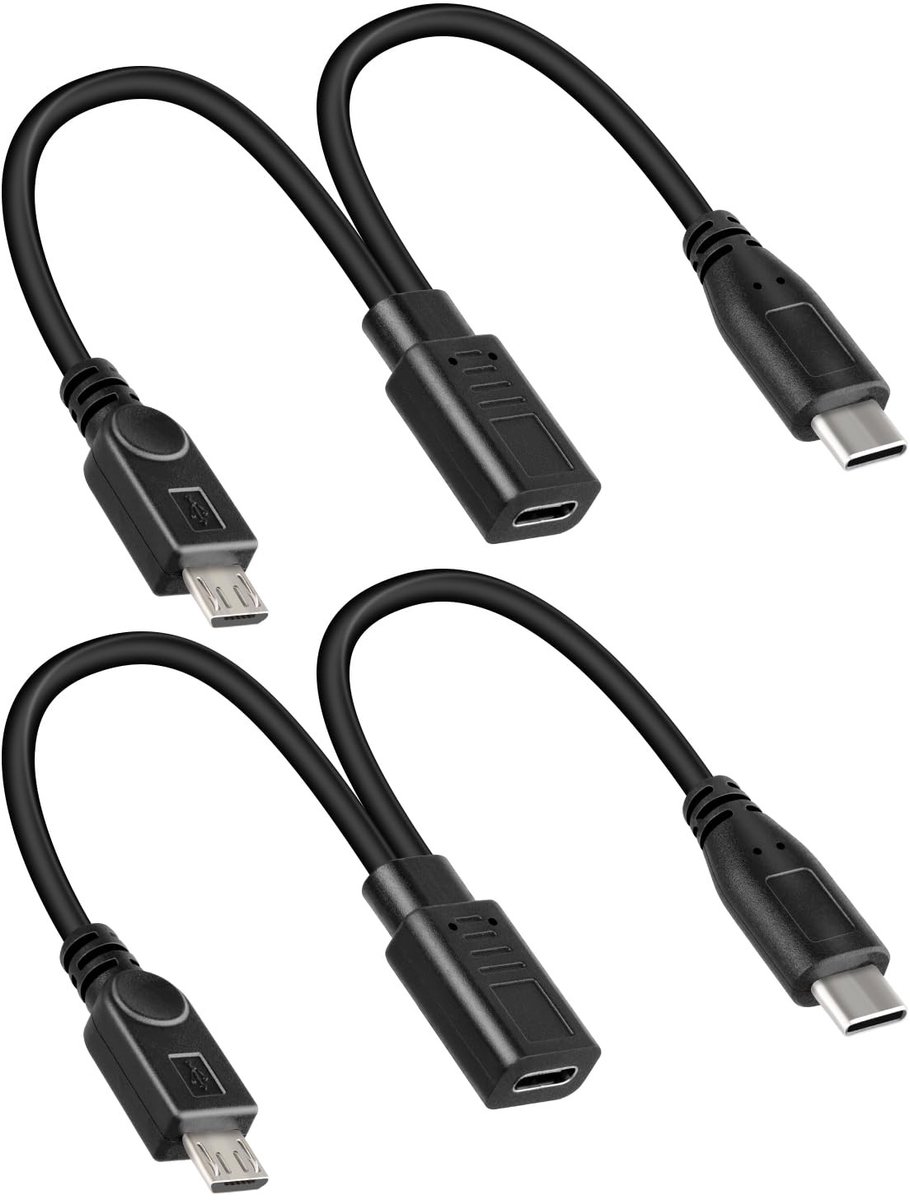 Omgoods - Korte USB Type C naar Micro USB & Type C Oplaadkabel