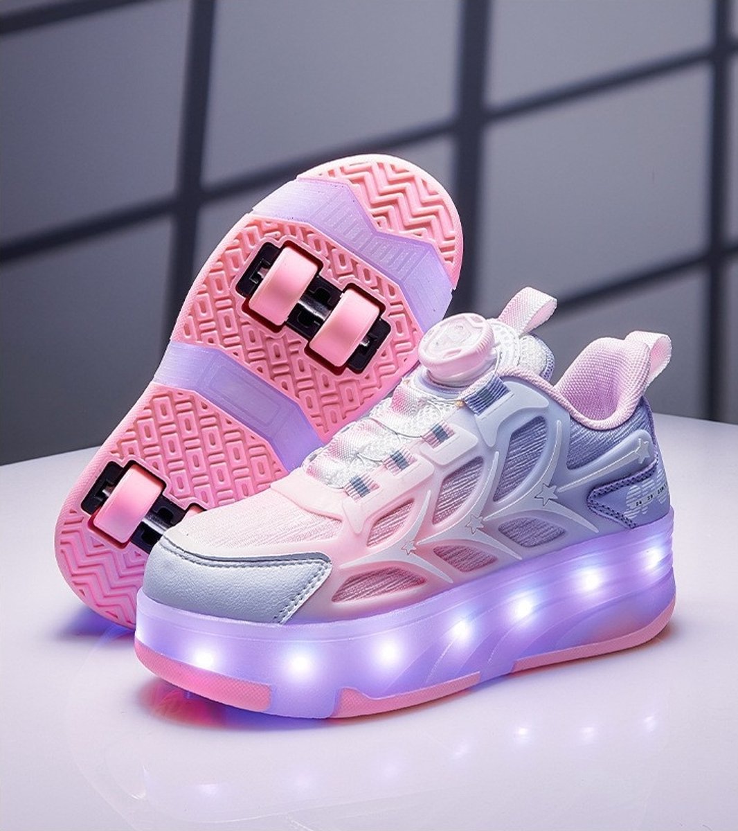 casalora – LED-rolschaatsen – Oplaadbare rolschaatsen met verlichting – Rolschaatsen voor kinderen – Ademende mesh voering – Stabiel ontwerp met vier wielen – Geschikt voor buitenactiviteiten – Cadeau voor kinderen