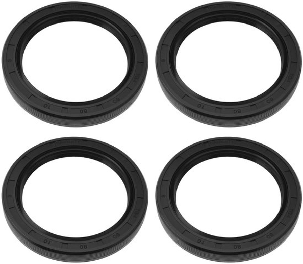 Afdichtingen Set van 4 - Nitril Dubbele Lip - 60 x 80 x 10 mm - Geschikt voor Industriële Apparatuur - Optimale Bescherming - Veelzijdig Inzetbaar - Oliekeerring