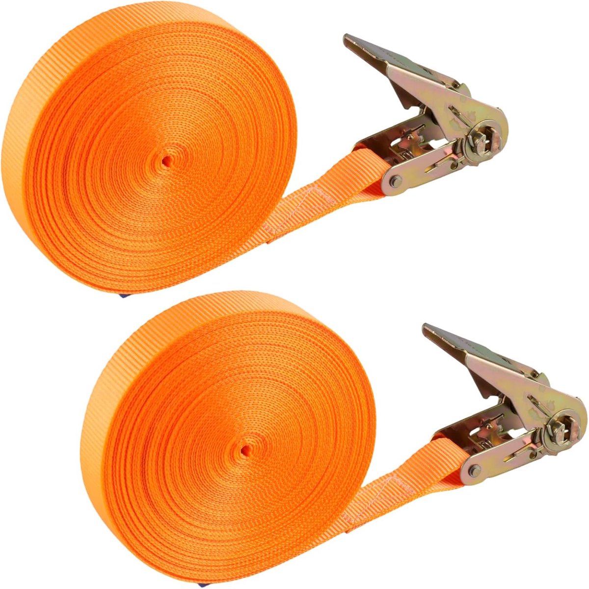 2 stuks spanbanden met ratel - 15 m - oranje kleur - sjorbanden met ratel voor surfplank - motorfiets - auto - kajak en aanhanger - trekkracht 800 kg - draagkracht 400 kg