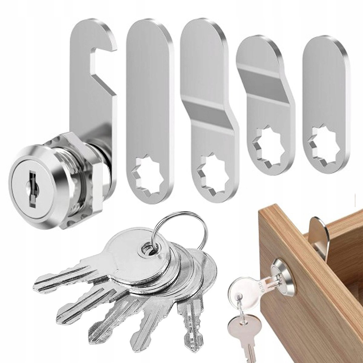 Cilindrisch Slot 16mm met 5 Sleutels voor Brievenbussen en Kasten